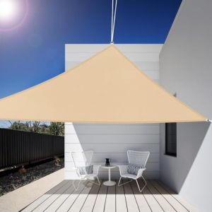 Voile d'ombrage Triangulaire 3x3x3m Imperméable Protection UV 99% Toile Ombrage Dissipation Rapide de la Chaleur Résiste à des Forces de Traction élevées Voile d'ombrage pour Patio Jardin Extérieur (mnertew, neuf)