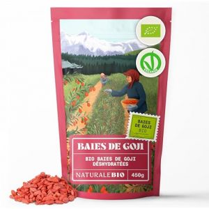 NaturaleBio Baies de Goji 450 g. Fruit séché traditionnel chinois. Végan, riche en fibres. En-cas biologique, sans OGM et sans gluten. (NaturaleBio, neuf)