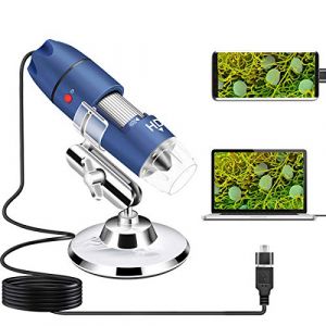 Cainda Microscope numérique HD 2560x1440P 2K USB pour Android Windows 7 8 10 11 Linux Mac, 40X à 1000X Caméra Microscope avec Support et étui de Transport (CAINDA, neuf)