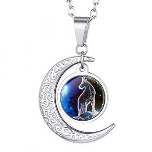 Suplight Collier Lune Capricorne pour Femme Chaîne Pendentif Signe du Zodiaque en Acier Bijou Fantaisie pour Fille Cadeau Parfait (Suplight Jewellery, neuf)