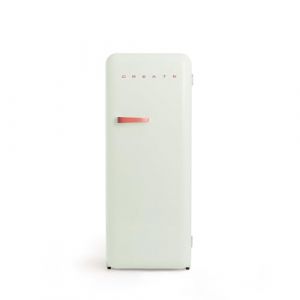 CREATE / RETRO FRIDGE 150 BRIQUE/Réfrigérateur vert pastel avec poignée brique et congélateur 281L / 102W, faible consommation, 150 cm, 3 étagères, régulateur de température, 60x60x150 cm (CREATE, neuf)