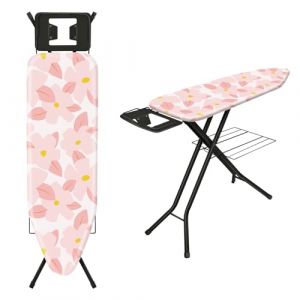 TEENO Table à Repasser Pliable 122 x 38 cm,pour Centrale Vapeur,Verrouillage Sécurisé,7 Réglages De Hauteur, Housse en Coton 100%,Support De Fer Intégré,Universel pour La Maison/La Laverie(Rose) (Kindfiber OÜ, neuf)