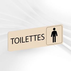 Plaque Signalétique Toilettes Hommes – Plaque De Porte Adhésive PVC 5 x 15 cm – 20 Couleurs Disponibles (Beige) (GRAVURE ET COMPAGNIE, neuf)