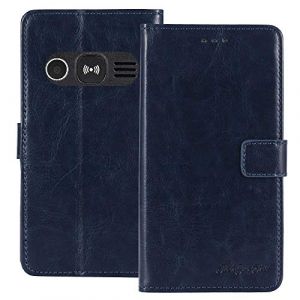 TienJueShi Bleu Fonce Flip Retro Support &agrave; Rabat Cuir Housse Coque pour Doro 1361 2.4 inch &Eacute;tui Cas TPU Silicone Couverture Protecteur Case Portefeuille Cover (TienJueShiuk, neuf)