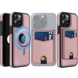 MOBESV 2 in 1 Coque en Cuir pour iPhone 15 Pro avec Portefeuille Support, &Eacute;tui Magn&eacute;tique Compatible avec MagSafe, Housse avec Porte Cartes &Eacute;l&eacute;gant (Rose) (NineFox, neuf)