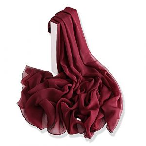 YFZYT Femmes &Eacute;charpe/Echarpe/Foulard, Foulard en soie Femme Ch&acirc;le &Eacute;charpe Mode Ch&acirc;les Dames &Eacute;l&eacute;gant Couleur D&eacute;grad&eacute; &Eacute;toles &Eacute;toles &Eacute;charpe pour F&ecirc;te, Plage, Utilisation Quotidienne, rouge pourpre (Topfele, neuf)