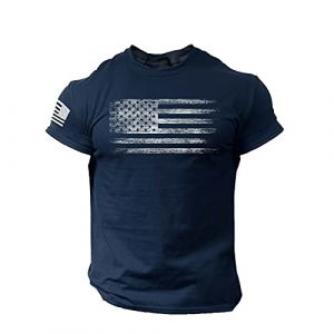 Tee Shirt Homme Drapeau Americain Manches Courtes Et Col Rond T Shirt Musculation Printemps Et été Casual Shirt Tops Elégant et Chic Imprimé Rétro Tshirt Homme Marque Soldes (sutelang lurryly (7-15 jours de livraison), neuf)