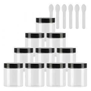 TIANZD 12 Pi&egrave;ces Vides Petit 80 ml Transparent Cosm&eacute;tique Pot en Plastique avec Couvercle Noir 80 g Pots de Cosm&eacute;tique Cr&egrave;me de Bouteille Contenant avec 6x Spatules (BEAUTYVALLEYEU, neuf)