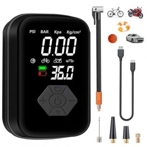 JINER Compresseur à Air Portatif, 4000mAh Gonfleur Pneus sans Fil, 150PSI Mini Compresseur Voiture Portable, Pompe à Air Électrique Adapté pour Voiture, Moto, vélo, Ballons (Million-US, neuf)
