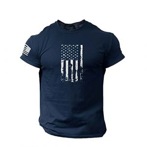 Tee Shirt Homme Drapeau Americain Manches Courtes Et Col Rond T Shirt Musculation Printemps Et été Casual Shirt Tops Elégant et Chic Imprimé Rétro Tshirt Homme Marque Soldes (sutelang lurryly (7-15 jours de livraison), neuf)