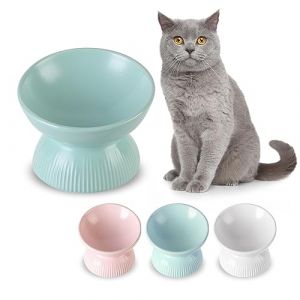 HCHLQLZ Gamelle Chat Sur&eacute;lev&eacute;e en Ceramique - Bol Chat Sureleve Incline Anti Vomissement - Gamelle Grand Chat - Gamelles Chats Porcelaine - Bol de Nourriture Chat - &Eacute;cuelle Chat - 260 ml (Hetoco, neuf)