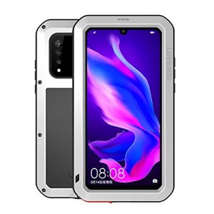 LOVE MEI pour Huawei P30 Lite Coque, Powerful Hybrid Coque, Housse, imperm&eacute;able en &eacute;tanche Antichoc Anti-poussi&egrave;re Housse M&eacute;tal Aluminium Coque pour Huawei P30 Lite avec Verre tremp&eacute; (Argent&eacute;) (iCover Case Store, neuf)