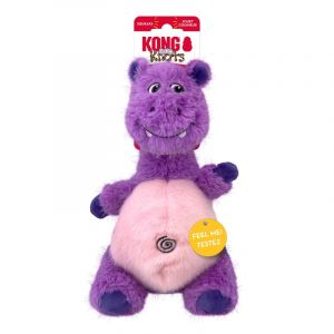 KONG Knots Belly &ndash; Ext&eacute;rieur en peluche douce avec boule interne en corde squelette et couineur (Hippopotame) (Classies Webshop, neuf)