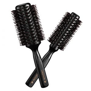 Navaris Set 2x Brosse à Cheveux - 2x Brosse Ronde Ø 25 mm et 40 mm - Poils de Sanglier et Nylon Antistatique - Accessoire Brushing Coiffure Boucles (SX-Commerce, neuf)