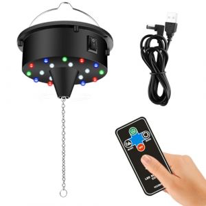YCCOKJJ Boule à facettes à facettes - Moteur rotatif à LED - 10 tr/min - Avec télécommande - 4 lumières colorées et 18 perles LED - Moteur silencieux - Peut créer un effet disco (YCCOKJJ-FR, neuf)