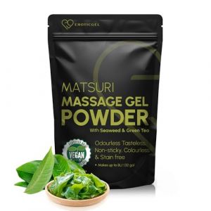 Gel de massage Nuru japonais en poudre 50g – Édition Matsuri | Jusqu’à 5L de gel | Algues & thé vert | Fabriqué au Japon | Glissant, inodore, sans goût, ne tache pas | Sachet refermable (JapanLotionSeller, neuf)