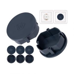Cache-prise, 8 pi&egrave;ces, en gris, protection de prise contre la poussi&egrave;re, les &eacute;claboussures, pour prise SchuKo type F, couvercle pour bloc multiprise, prises multiples, enrouleur de c&acirc;ble, cuisine (Your Day Mate, neuf)