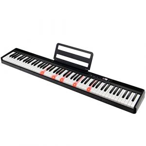 GOPLUS Clavier Électronique avec 88 Touches, Piano Numérique avec Sac de Rangement et Pupitre, Clé de Super Combinaison, Stéréo à 2 Canaux, Affichage Numérique et Éclairage LED du Clavier (Augenstern24, neuf)