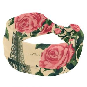 Bandeaux larges et élastiques pour femme, motif Tour Eiffel de Paris avec rose rose pour le yoga, l'entraînement, le lavage du visage et le maquillage (zhengzhiqi2299, neuf)