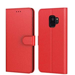 Tenphone Etui Coque pour Samsung Galaxy S9, Protection Housse en Cuir PU Portefeuille Livre,[Emplacements Cartes],[Fonction Support],[Languette Magnétique] pour (Galaxy S9 (5,8 Pouces), Rouge) (BASASTORE, neuf)