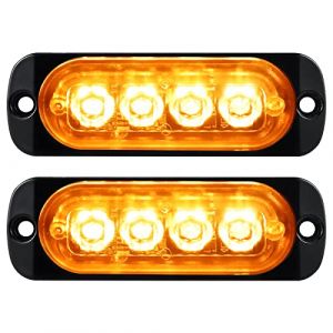 Willpower 2pcs 4LED Feu Stroboscopique Urgent Ambre Feux de Gabarit Latéraux Voiture 12V 24V Barre Lumineuse LED Balise Clignotante de Sécurité pour Remorque Utilitaire Bateau Tracteur Véhicule (YZ-EU, neuf)