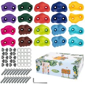 RUACDIQ Prises d'escalade, Pierres d'escalade Enfants pour Tours de Jeux et Murs d'escalade, Ensemble de Prise Escalade comme Cadeau d'anniversaire ou de f&ecirc;te, 10 Couleurs (20) (AUTORULATE STAR S.R.L., neuf)