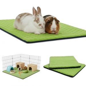 NEO SOLVO Lot de 2 Tapis Litière Polaire pour Cochon d'Inde et Lapin - Absorbant et Imperméable - Lavable - Cage et Enclos - 105 x 105 cm - Vert (Neo Solvo, neuf)