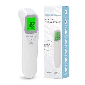 Thermom&egrave;tre Frontal Sans Contact, Thermom&egrave;tre Num&eacute;rique avec 32 M&eacute;moires, &Eacute;cran LCD R&eacute;tro&eacute;clair&eacute;, Thermometre Frontal Adulte et Enfant, Lecture Instantan&eacute;e 1s (foshanshinanhaiqukuakongshangm, neuf)