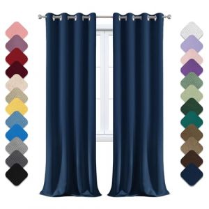 Yoosing Rideau Occultant Lot de 1 &agrave; Oeillets, Rideau Occultant Thermiques, 168x183cm (LxH) Rideau Douche, Rideau Opaque, Rideaux Anti Bruit, Rideau Enfant, pour Chambre Salon Balcon Bleu Marine (yihuijialaile, neuf)