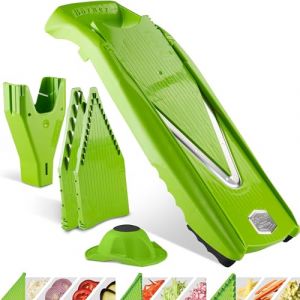 Coupe-Légumes Börner V5 (Starter Set) • Mandoline en V pour tranches, bâtonnets & dés de différentes tailles • Mandoline avec lame en acier inoxydable • Mandoline réglable • Vert (Börner Distribution International GmbH, neuf)
