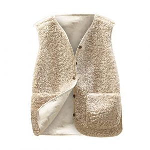 Gilet Femme Court Fausse Hiver Fourrure Manteau Col Debout sans Manches Cardigan Imitation Fourrure Gilets en Molleton Polaire Doux Grande Taille Laine Manteaux Sans Manches &Eacute;l&eacute;gant Mode Outerwear (⭐⭐⭐⭐⭐AEGJEGVD⭐⭐⭐⭐⭐, neuf)