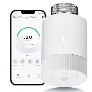 CHSGD Thermostatique Connectée et Intelligente ZigBee Thermostat de chauffage Programmable Robinet de Radiateur Bluetooth Contrôle Vocal,Détection de Fenêtre,pour Alexa/Google Home/Tuya/Smart Life APP (Shanguangdian, neuf)