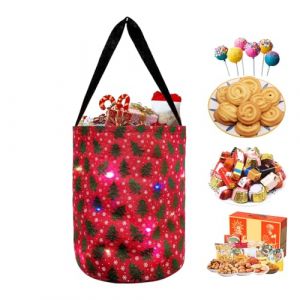 Sacs lumineux pour bonbons ou friandises, sac d'Halloween lumineux - Sac de bonbons de No&euml;l r&eacute;utilisable polyvalent - Sac &agrave; de no&euml;l en Polyester, sacs de no&euml;l &agrave; lumi&egrave;re LED (SandgOasis, neuf)