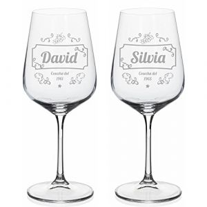 Wanapix | Pack 2 Verres à Vin Personnalisés | Verre à Vin en cristal gravés | Pack de Verres à Vin en cristal Bohème personnalisables par gravure | Reserve (Wanapix, neuf)