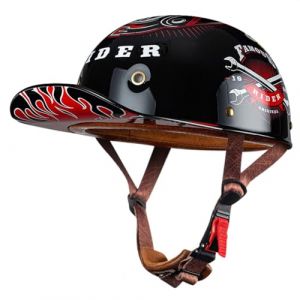 Moto Casquette De Baseball Demi-Casques De Moto Scooter Cyclomoteur Casques À Face Ouverte Hommes Et Femmes Casque Mobylette Moto Bols ECE Homologué Vintage Casque Jet 4,L:58-60CM (LvQiuLian, neuf)