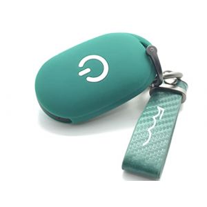 Nordecco Coque de protection en silicone compatible avec Fiat Electric 500e 2022-2023 avec porte-clés (coque menthe foncée avec anneau de clé vert) (NORDECCO, neuf)