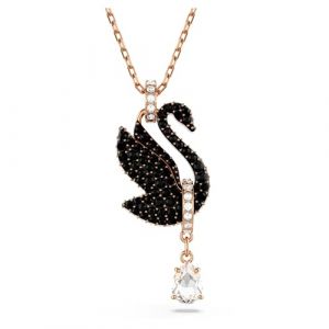 Swarovski Pendentif Swan, Cygne, Noir, Placage de ton or ros&eacute; (juwelier-bektas, neuf)
