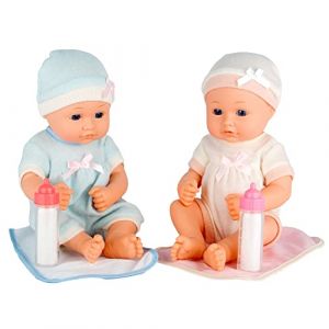 Dream Collection Poupées jumeaux, avec accessoires de poupée, corps doux en vinyle, vêtements de poupée, tétine et biberon, 30 cm, poupée à partir de 2 ans (FulfillmentPlus, neuf)