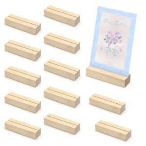 Naler Porte Carte Bois pour Photo Menu 12pcs Support Bois pour Marque Place Mariage Parfait, Porte Photo sur Pied Presentoir Carte Postale (NewKey, neuf)