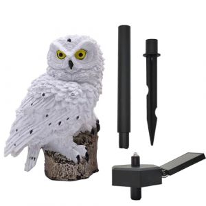 Lampe solaire de jardin, décoration d'extérieur, chouette en résine avec piquet, lumière blanche étanche pour terrasse, clôture, pelouse, passage, allée, cour, décoration de fête, pelouse (blanc) (Rysa light, neuf)