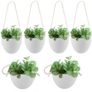 MUXHEL Lot de 6 Pots de Fleurs Suspendus, 9 x 9.5cm Pot de Fleurs Mural en céramique, Pot de Fleurs Suspendu intérieur, Vases muraux pour Plantes, Pot de Plantes Suspendu pour Chambre (MUXHEL, neuf)