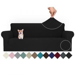 Ystyle Extensible Housse Canapé 4 Places, Universelle Housse De Canapé avec Accoudoirs, Housse Protection Canapém, Sofa Cover Antidérapante, Couvre Canapé pour Chiens Chats Animaux, Noir (YSTYLE HOME, neuf)