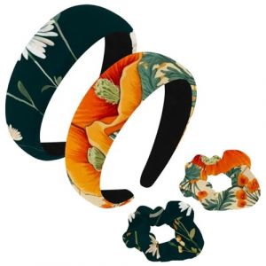 etoenbrc Lot de 2 bandeaux larges et chouchous en polyester pour femme, motif coquelicot californien, bandeau tendance antidérapant pour filles et femmes, accessoires de cheveux (GZYHHTY, neuf)