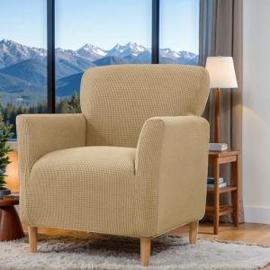 LiveGo Housse de Fauteuil, Housse de Fauteuil de Banquet en Tricot Extensible avec accoudoirs, Housse de Chaise Extensible pour Salon, Housse de Fauteuil Souple (chaowuuk, neuf)