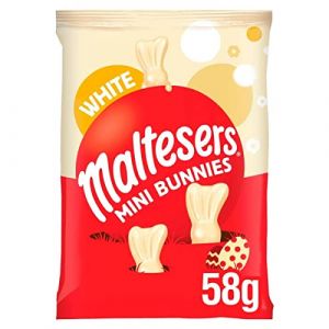 Maltesers Mini sac en chocolat blanc avec lapins pour chasse aux œufs de Pâques, cadeaux de Pâques, cadeau au chocolat, 58 g (lot de 1) (BRITISH GOOD'S, neuf)