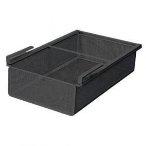 LOVIVER Panier en Fer à Tiroir Coulissant Suspendu, Panier de Rangement Coulissant sous Étagère, Organisateur de Rangement sous Armoire pour Chambre à Coucher/Comptoir/Armoire, Noir, 22 * 46 * 9cm (LOVIVER FR, neuf)