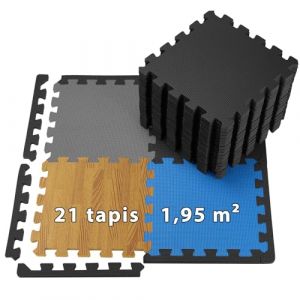 ALPIDEX 1,95 m&sup2; Tapis Protection Sol 21 Pi&egrave;ces 30 x 30 x 1 cm Tapis Bordures Fitness Sport Puzzle Dalle Mousse Gym Garage Piscine Isolation, Couleur:Black (BB Sport, neuf)