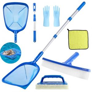 ROTKUSZ 6 Pièces Kit de Piscine Nettoyage, Epuisette Piscine avec 44-88CM Télescopique Réglable, Épuisettes de Surface pour Piscine, Filet de Piscine pour Piscines, Spas, Fontaine (YANMUSHANGMAO, neuf)