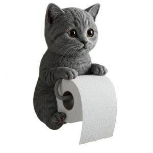 Porte-papier toilette en forme de chat 3D amusant, mignon et décoratif, support mural pour papier toilette, rangement mural pour salle de bain, cuisine, cadeau unique pour amoureux des chats (A) (wuyouwanzhuanstore, neuf)