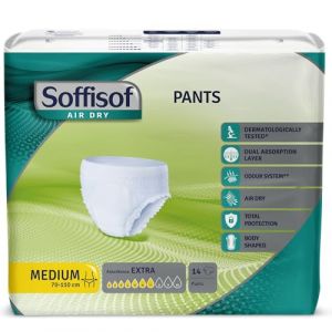 Soffisof Air Dry Pants Extra M - 14x Culotte Incontinence Femme et Homme - Couche Adulte Absorption 7 Gouttes, Couches Culotte Taille M (70-110 cm) - Paquet Individuel (Clikeaze FR, neuf)